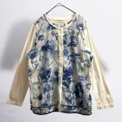 【393】美品　MILAKE アンサンブル　カットソー　カーディガン　花柄