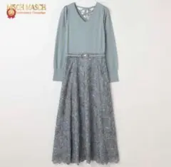 新品 ミッシュマッシュ 刺繍ドッキングニットワンピース