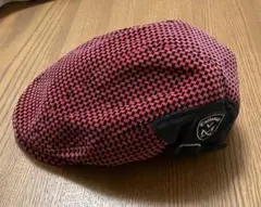キャロウェイ　赤と黒のハウンドトゥースハンチングキャップ　美品