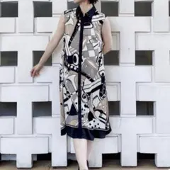 美品✨ グレースクラス　JAZZ プリントドレス　ノースリーブ　S