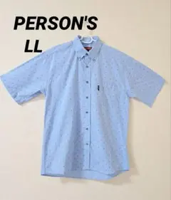 PERSON'S 水色 アンカー柄 半袖シャツ LL