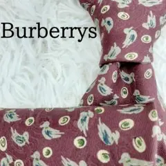 美品◎Burberrys バーバリーズ ネクタイ バード 鳥 動物 バーガンディ