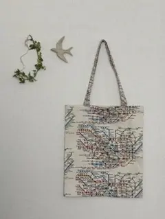 ぺたんこトートバッグ＊東京メトロ路線図