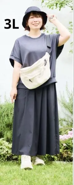 おかだゆり＊しまむら＊シルキーPO＊濃灰＊3L
