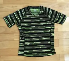 美品Nike Dri-FIT ストライプシャツSサイズ ブラック/ライムグリーン