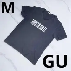 『GU』vネック　Tシャツ　カットソー　ブラック　黒　Mサイズ