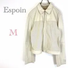 Espoin【M】ラムレザージャケット ジップアップブルゾン 本革 上質 秋冬