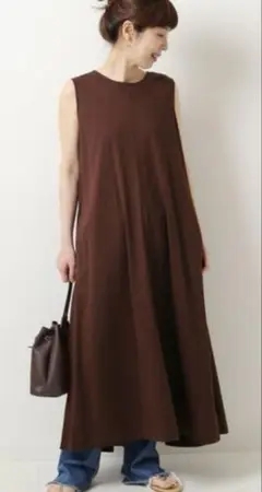 Spick & Span トリコットギャザーフレアワンピース　ボルドー