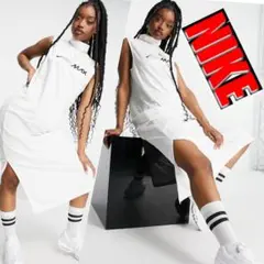 ナイキ　NIKE タートルネックワンピース　ホワイトスリットロング　マキシワンピ