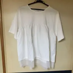 しまむら　シーズンリーズン　トップス　半袖　M 白　ホワイト　チュール付き