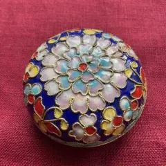 花柄エナメル小物入れ 丸型 直径約6.5cm