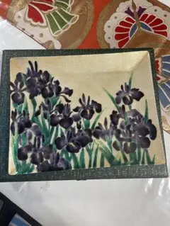 飾り皿　七宝焼き 大阪　七宝舎　菖蒲　あやめ 30✖️24