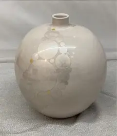九谷焼　中田一於作　藍青釉裏銀彩　花瓶　共箱　M　R8735B 九谷焼中田一於作藍青釉裏銀彩花瓶共箱MR8735B