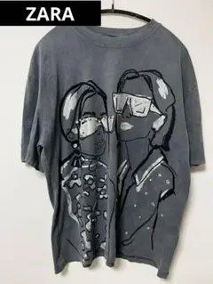 ZARA アートプリント グレー Tシャツ M