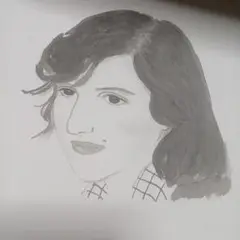 手描きモノクロポートレート