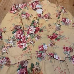 ハンドメイド フラワープリントセットアップ（イエロー）