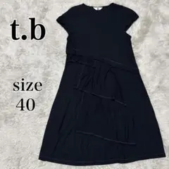 【t.b】 カットソーワンピース フリル size 40 日本製