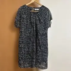 MASAKI MATSUSHIMA ネイビー ドット チュニック 半袖