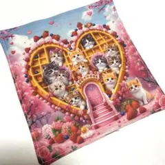 ハンドメイド　　ガーゼハンカチ　　ねこ柄 123