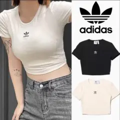 タグ付き未使用　完売色 adidas エッセンシャルズリブ Tシャツ アイボリー