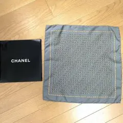 シャネル CHANEL ミニ スカーフ シルク 正規品 グレー 44㎝×44㎝