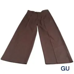 GU ブラウン ワイドパンツ ハイウエスト