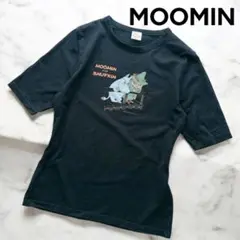 【良品】MOOMIN ムーミン スナフキン プリント 半袖 Tシャツ 黒 L