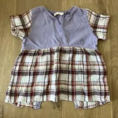 KP kid’s stuff ウサギ刺繍の紫色トップス