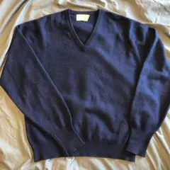 DUNHILL 100%ピュアカシミアVネックニットロイヤルブルーMサイズ