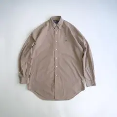 ラルフローレン　刺繍ロゴ　BLAKE 長袖BDチェックシャツ　茶 S 古着