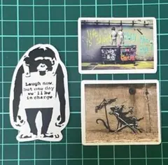 モンキーキャラクターとストリートアートのステッカーセット