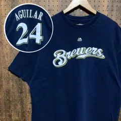 マジェスティック　MLB ブルワーズ　アギラー　ユニフォームT dot027