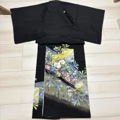 正絹 黒留袖 着物 色紙紋 作家もの 3つ紋