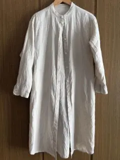 無印良品　生成長袖 シャツワンピース