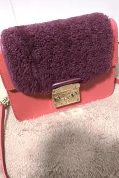 FURLA ショルダーバッグ ファー ムートン ピンク メトロポリス パープル