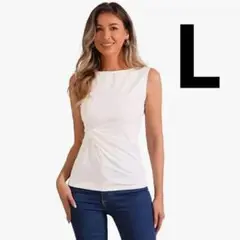 ✨新品✨Allegra K ノースリーブ チュニック ホワイト Lサイズ
