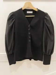 美品 セルフォード カーディガン バルーンスリーブCELFORD 黒 36
