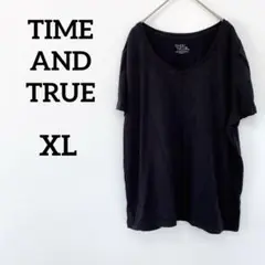 TIME AND TRUE 【XL】ブラック Vネック Tシャツ シンプル