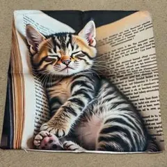 リアル　かわいい　ねこ　クッションカバー　45×45　オヤスミ　BOOK　正方形