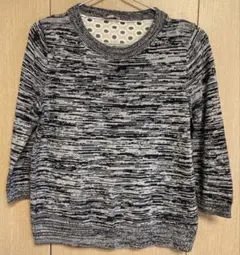 Gap 七分袖　ニット　Sサイズ　バックレース　 ネイビー×ライトグレー