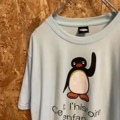AE8373 Pingu ピングー 半袖Tシャツ ライトブルー メンズ L ポス