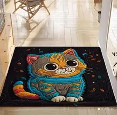 【新品未使用品】猫柄滑り止め付きマット