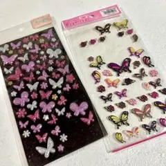 蝶と花のグリッターシール 2枚セット