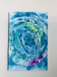 抽象画　コラージュ　アート　原画　ポストカードサイズ