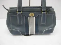 COACH コーチ ハンド バック 緑 青 革 チャーム付き