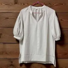 ホワイトグレー バルーンスリーブ プルオーバー Ｌサイズ