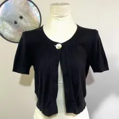 ローラアシュレイ LAURA ASHLEY ショートカーディガン 【S】ブラック