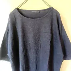 【RAGE BLUE】麻混半袖Ｔシャツ/ ポケット付き/濃紺/Lサイズ　古着