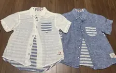 120cm 麻のシャツ　2枚セット　リンクコーデ