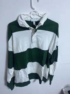 H&M ラガーシャツ 緑と白 Lサイズ